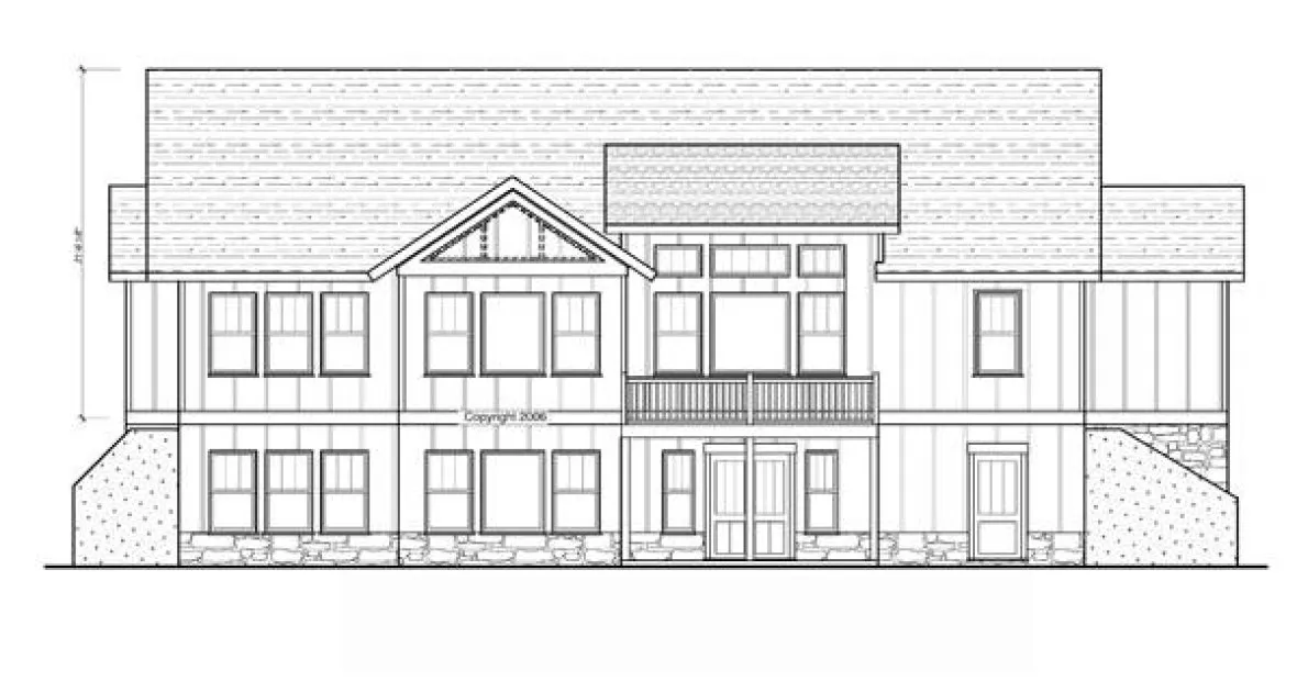 Rear Elevation for House Plan #121132
