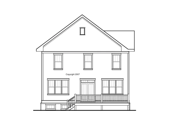Rear Elevation for House Plan #120012