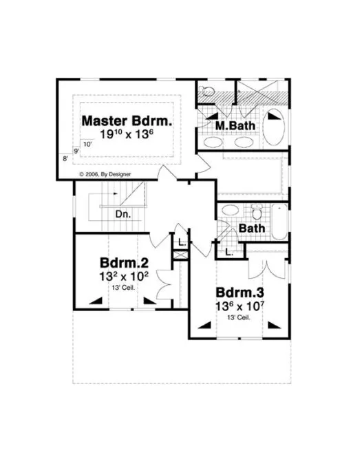 Second Floor Plan for House Plan #120012