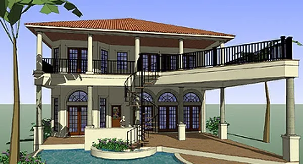 Rear Elevation for House Plan #642084