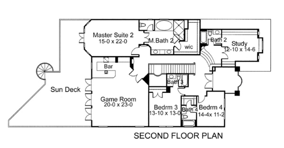 Second Floor Plan for House Plan #642084