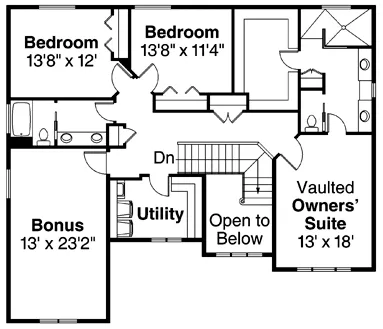 Second Floor Plan for House Plan #349864