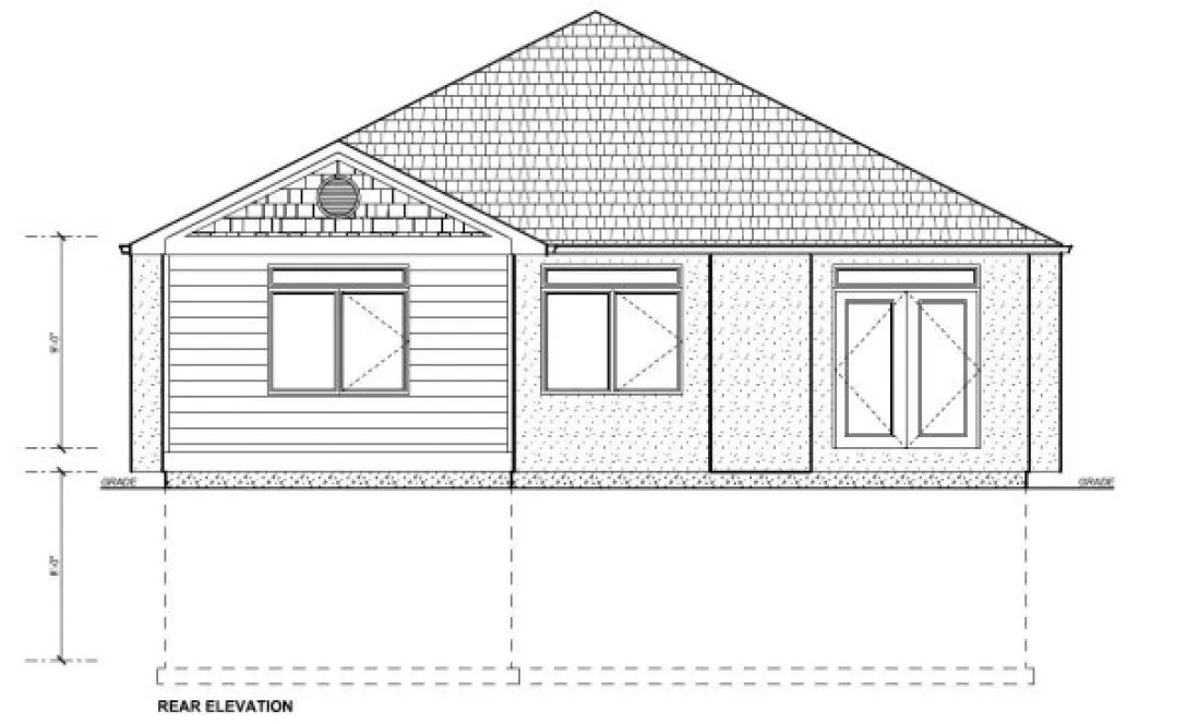 Rear Elevation for House Plan #195098