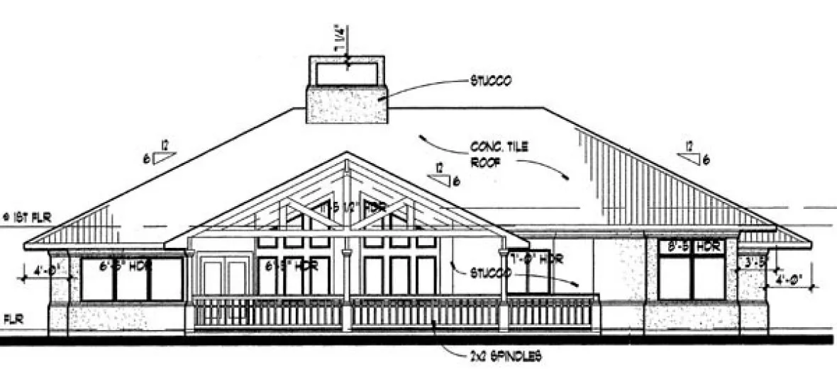 Rear Elevation for House Plan #640381