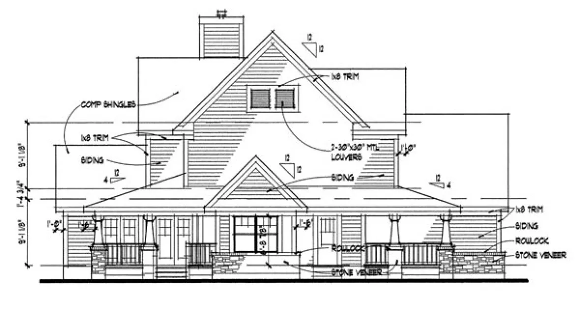 Left Elevation for House Plan #642591