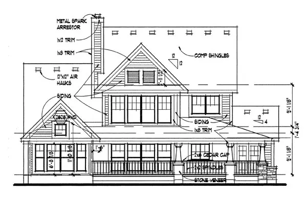 Rear Elevation for House Plan #642591