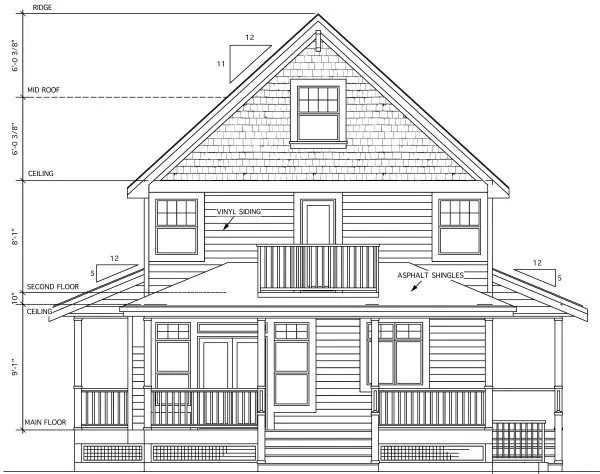 Rear Elevation for House Plan #503651