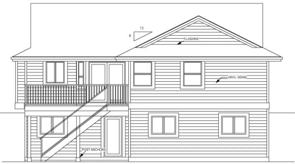 Rear Elevation for House Plan #507031