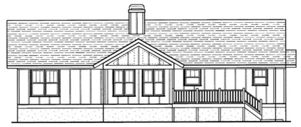 Rear Elevation for House Plan #125041