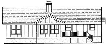 Rear Elevation for House Plan #125041