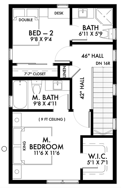 Second Floor Plan for House Plan #595301
