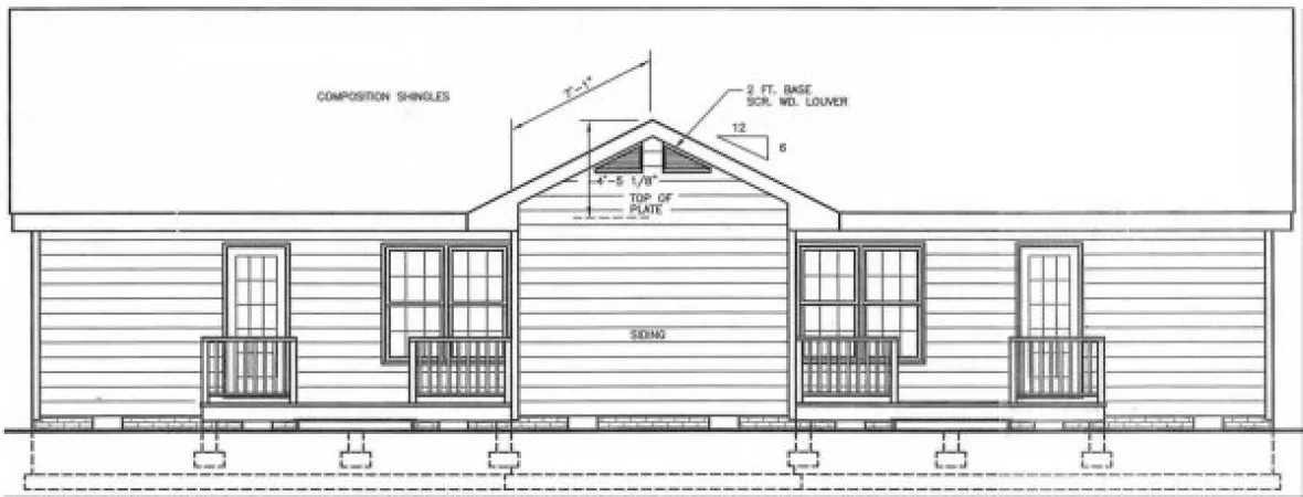Rear Elevation for House Plan #658602