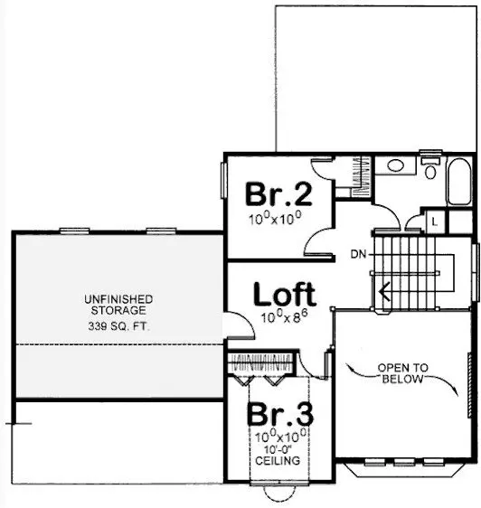 Second Floor Plan for House Plan #154451