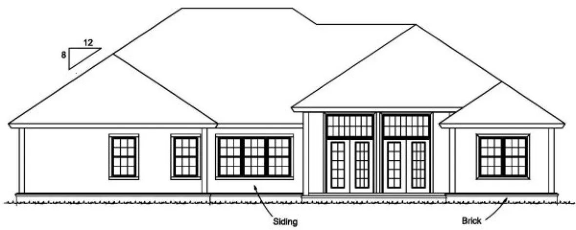 Rear Elevation for House Plan #243912
