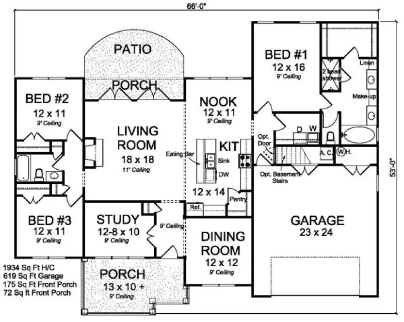 Main Floor Plan for House Plan #244391