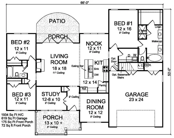Main Floor Plan for House Plan #244391
