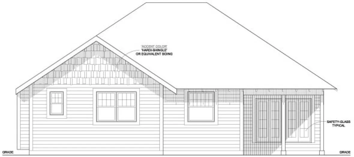Rear Elevation for House Plan #108090