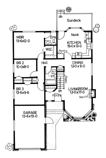 Main Floor Plan for House Plan #222170