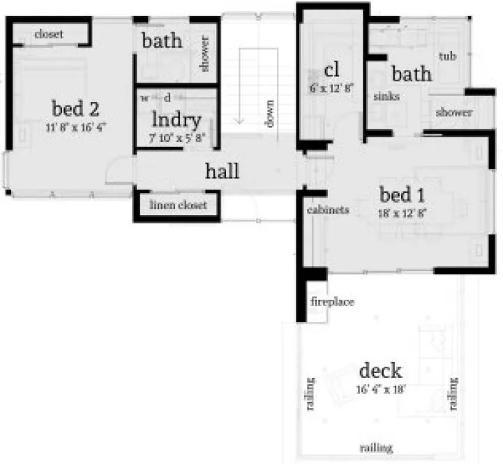 Second Floor Plan for House Plan #669622