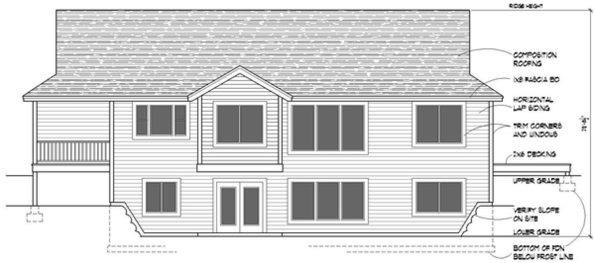 Rear Elevation for House Plan #803751