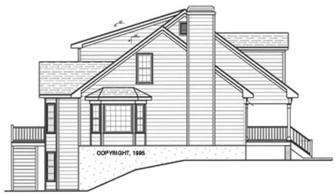 Left Elevation for House Plan #128332