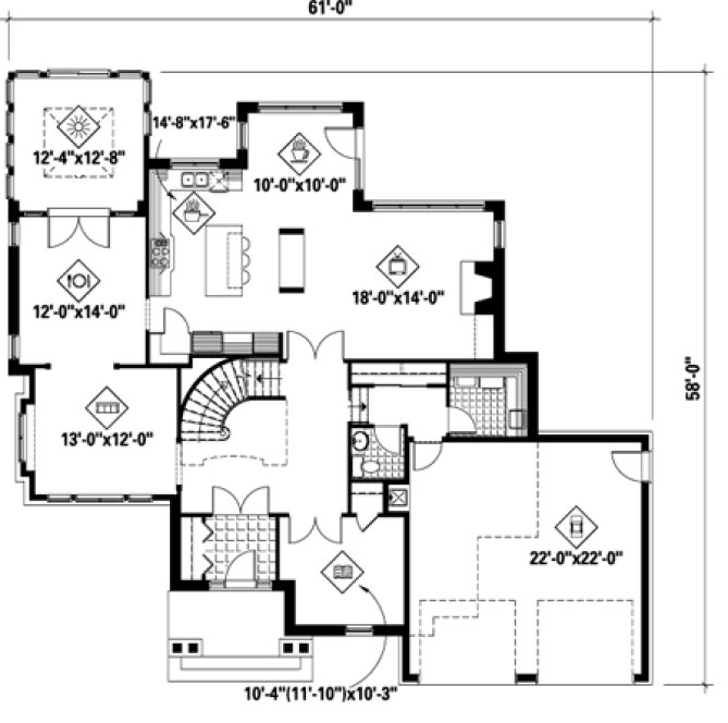 Main Floor Plan for House Plan #171513