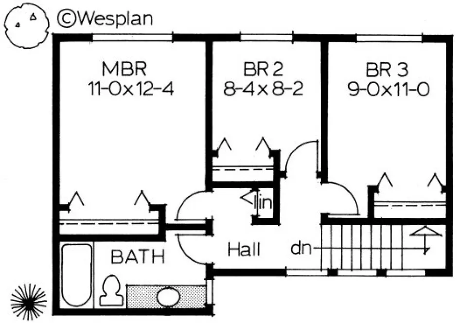 Second Floor Plan for House Plan #200253