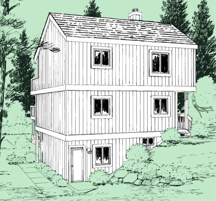 Rear Elevation for House Plan #189134