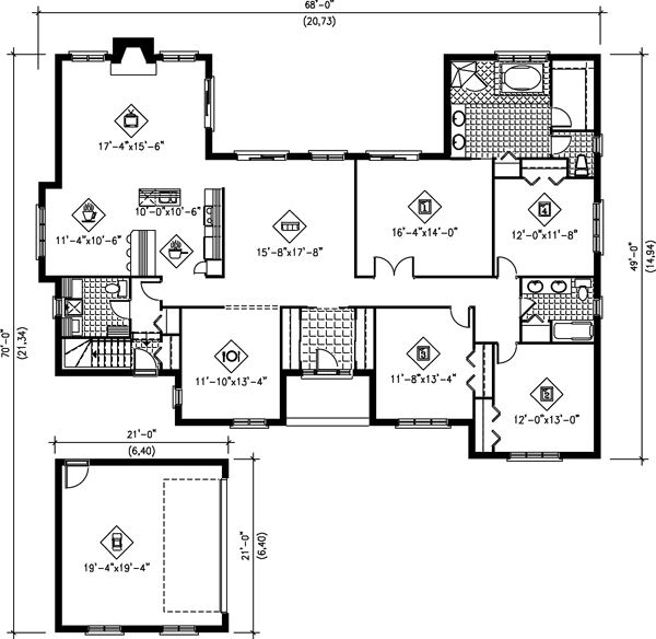 Main Floor Plan for House Plan #178811