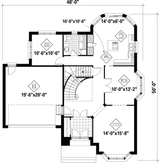 Main Floor Plan for House Plan #175352