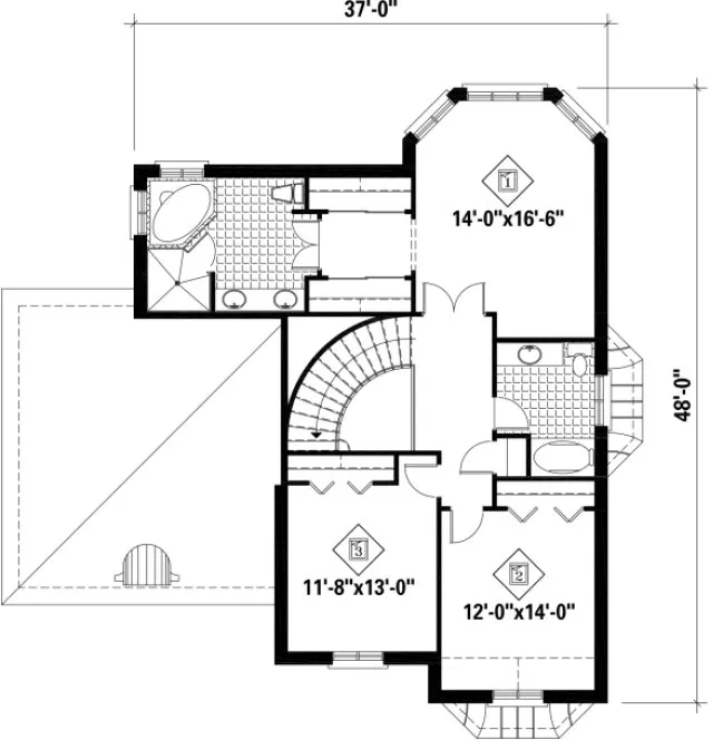 Second Floor Plan for House Plan #175352