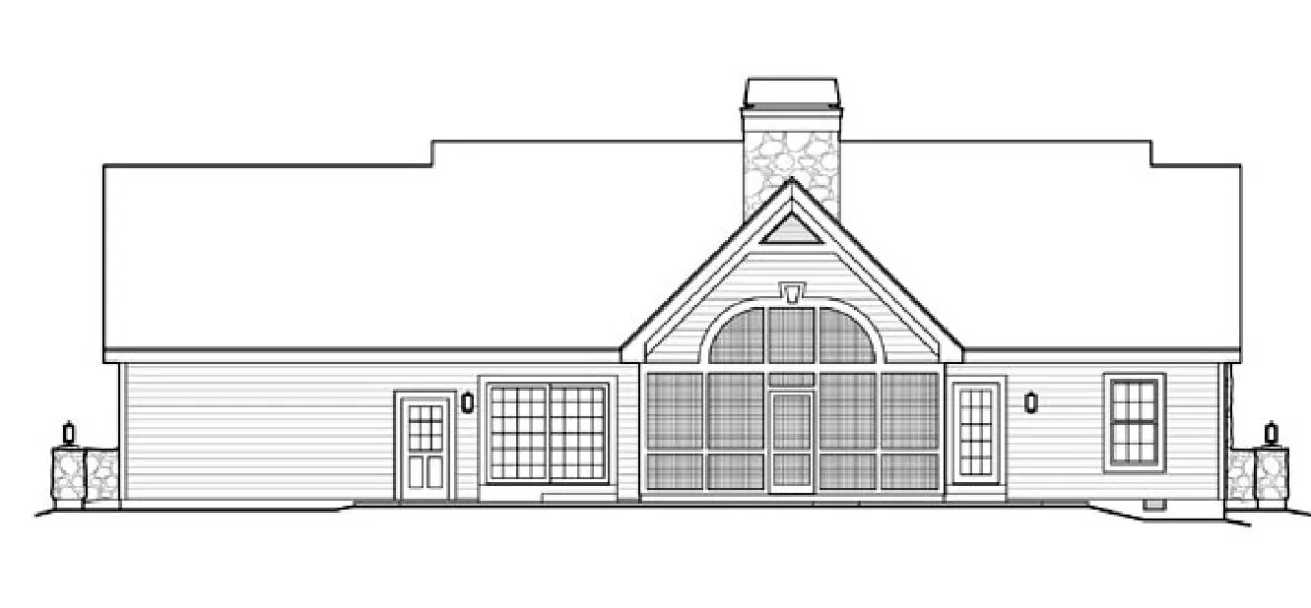 Rear Elevation for House Plan #638651