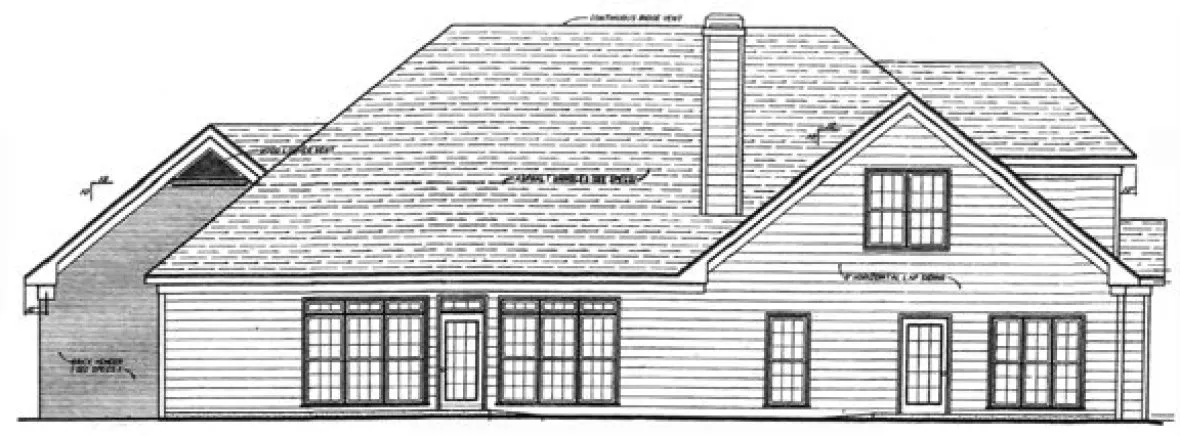Rear Elevation for House Plan #124213