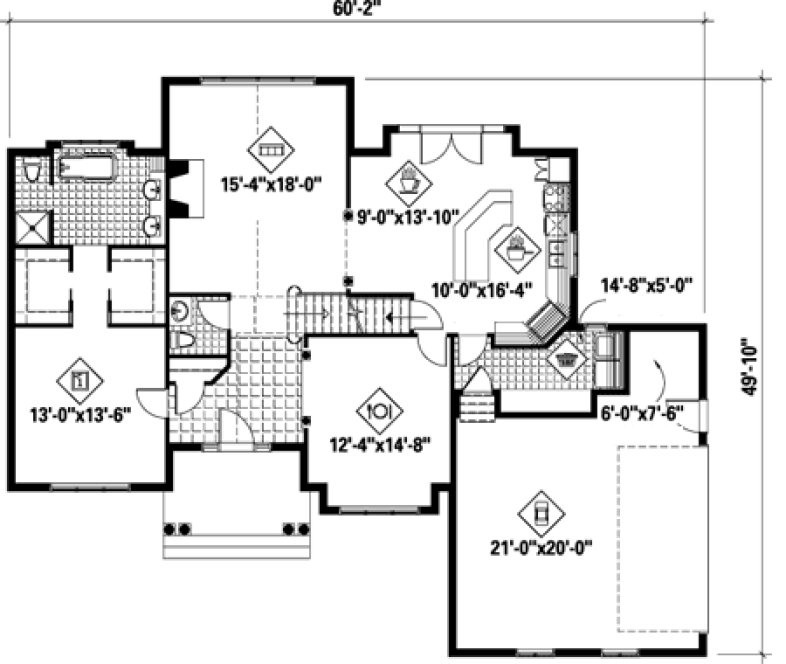 Main Floor Plan for House Plan #175991