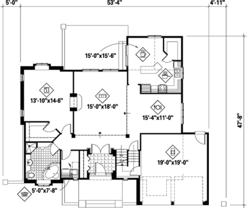 Main Floor Plan for House Plan #174591