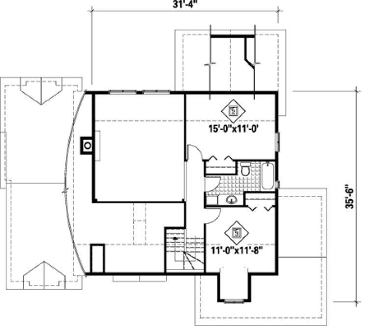 Second Floor Plan for House Plan #174591