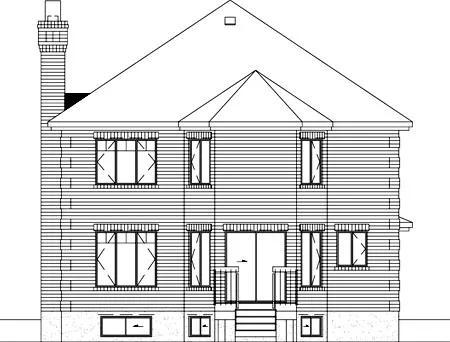 Rear Elevation for House Plan #176952