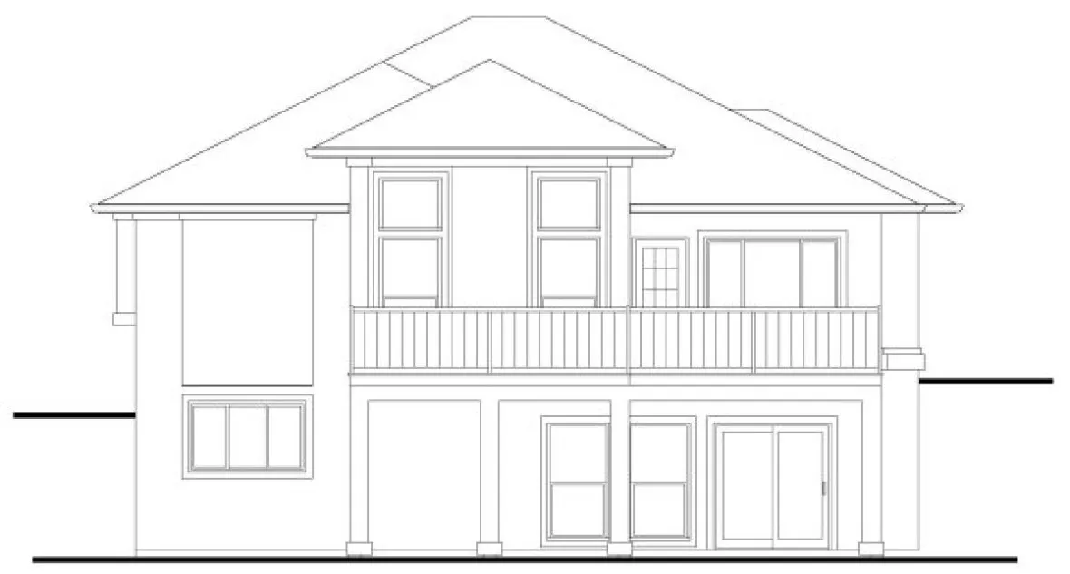 Rear Elevation for House Plan #576462