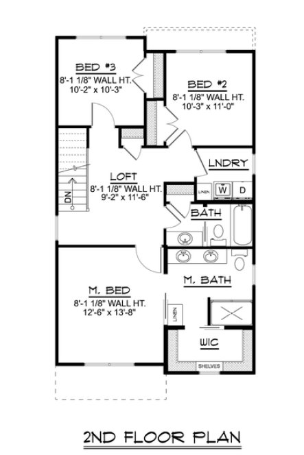 Second Floor Plan for House Plan #755651