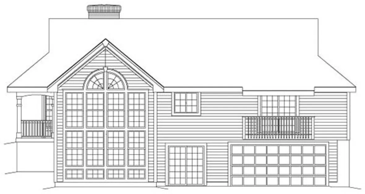 Rear Elevation for House Plan #634912