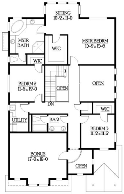 Second Floor Plan for House Plan #335613