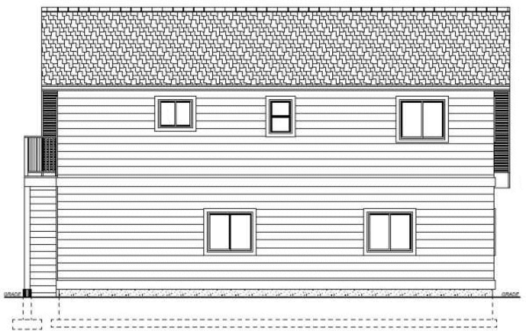 Rear Elevation for House Plan #195075