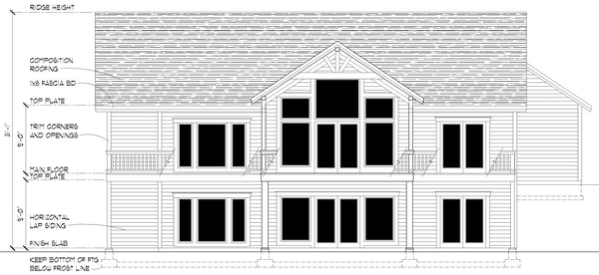 Rear Elevation for House Plan #803381