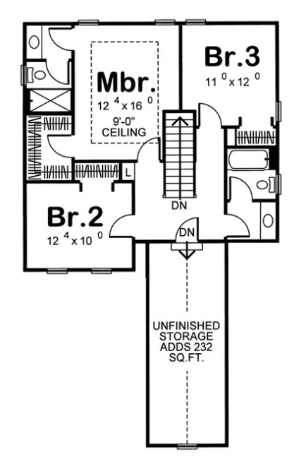 Second Floor Plan for House Plan #709851