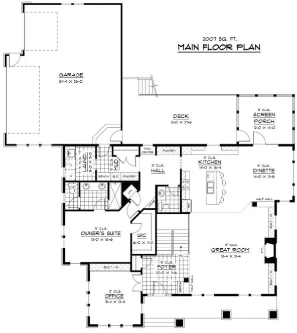Main Floor Plan for House Plan #288413