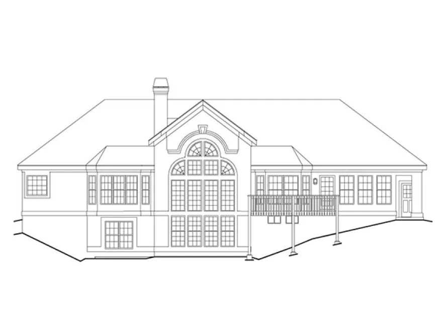 Rear Elevation for House Plan #638932
