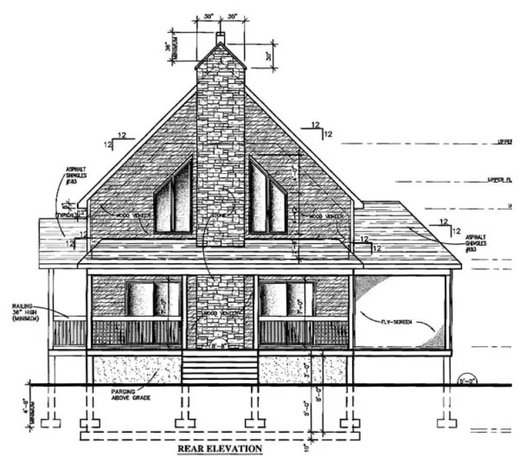 Rear Elevation for House Plan #424431