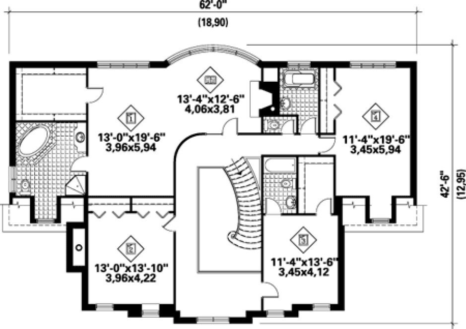 Second Floor Plan for House Plan #179953
