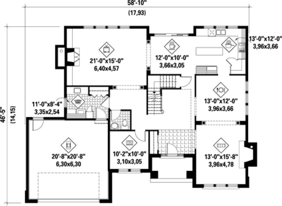 Main Floor Plan for House Plan #171433
