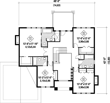 Second Floor Plan for House Plan #171433